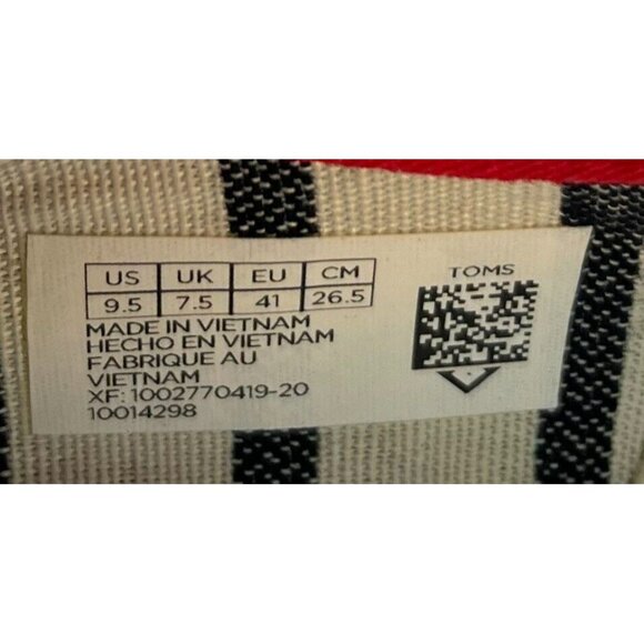 TOMS Black Washed Canvas Cordones Boardwalk Shoes w/ Red Trim Size 9.5 (US) NWOB - Picture 8 of 10